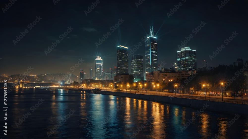 Naklejka premium night view of the moscow kremlin