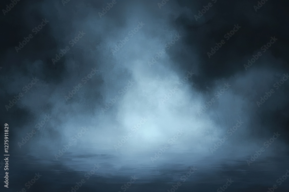 Mysterious Foggy Landscape with Dark Clouds and Soft Light Effect Mysterious Foggy Landscape with Dark Clouds and Soft Light Effect