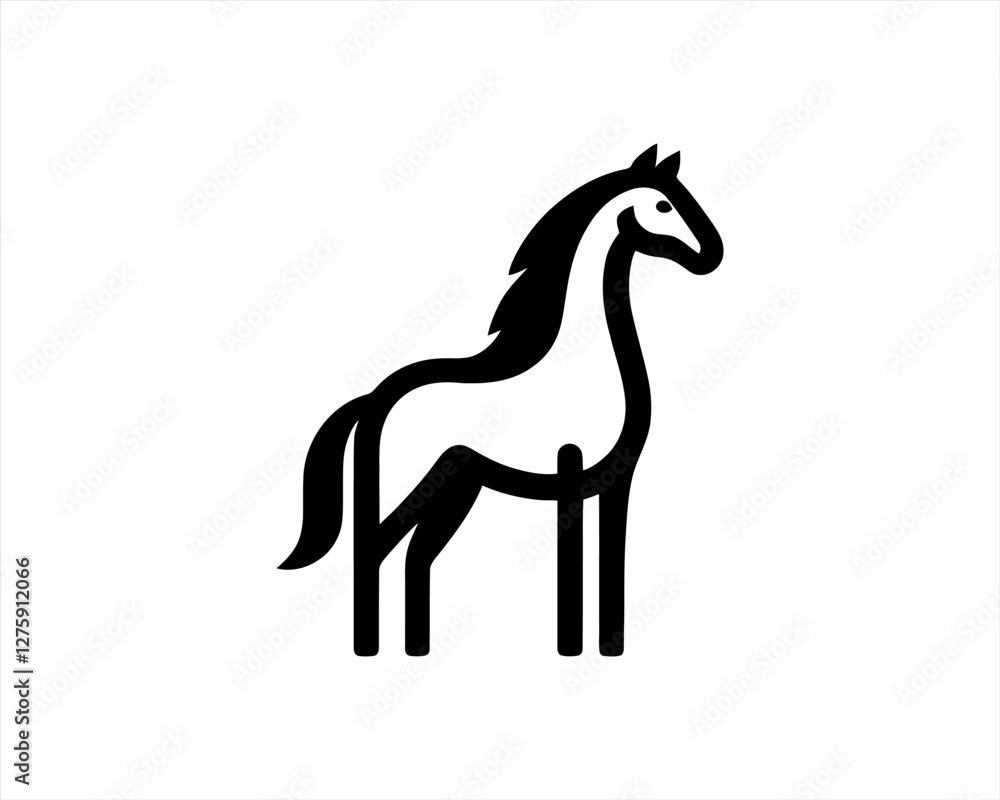 Fototapeta premium Horse logo design icon symbol vector illustration. Full body horse. Animal logo. Black color horse icon logo vector template. Horsepower