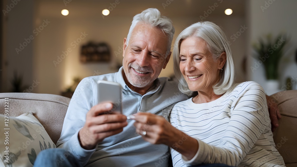 Happy Senior Couple Using Smartphone Together at Home Cozy Living Room Retirement Technology Elderly People Smiling Modern Lifestyle Enjoying Digital Communication Sharing Moments Connection Family Happy Senior Couple Using Smartphone Together at Home Cozy Living Room Retirement Technology Elderly People Smiling Modern Lifestyle Enjoying Digital Communication Sharing Moments Connection Family