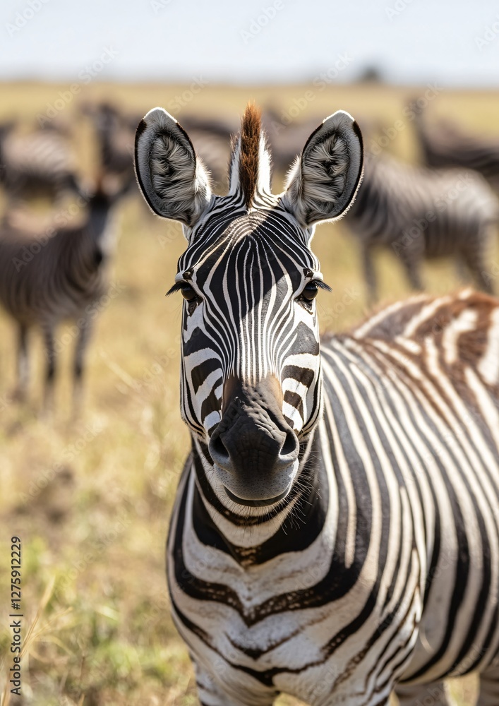 Naklejka premium African Wildlife: Zebras and Wildebeest on the Landscape