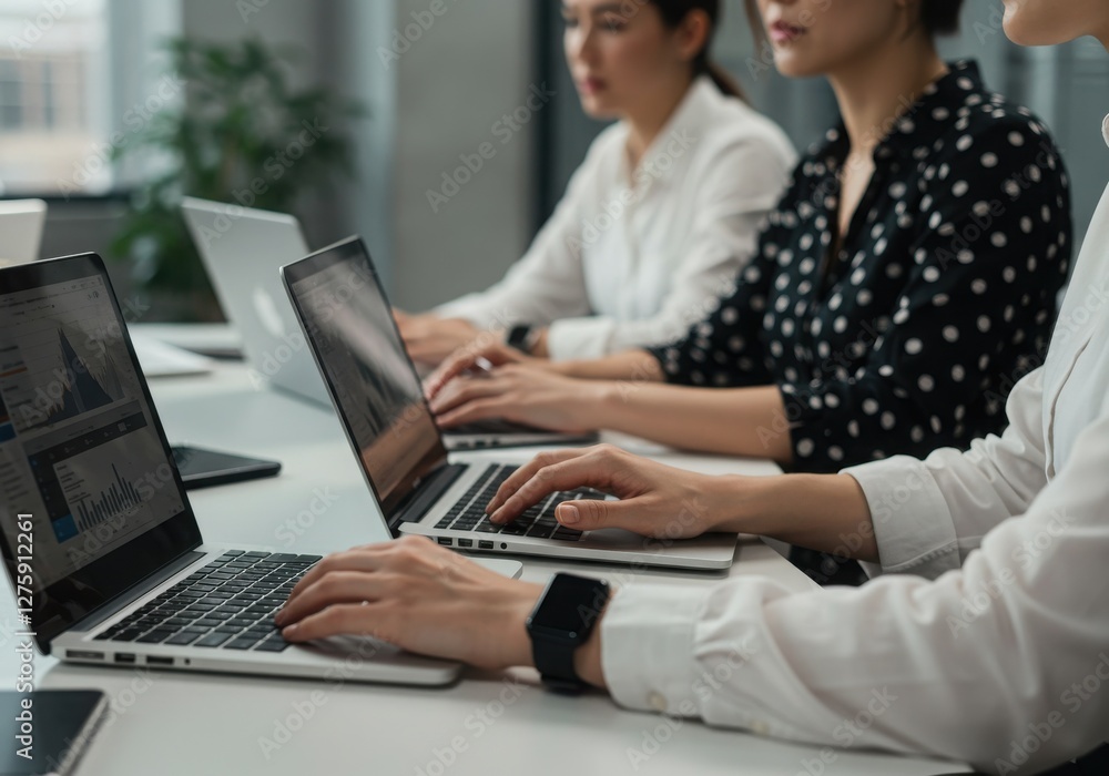 Business Meeting in Office with Laptops and Collaborative Team Business Meeting in Office with Laptops and Collaborative Team