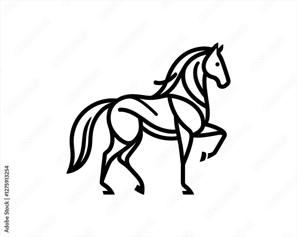 Obraz premium outline Horse logo design icon symbol vector illustration. Full body horse. Horsepower Animal logo