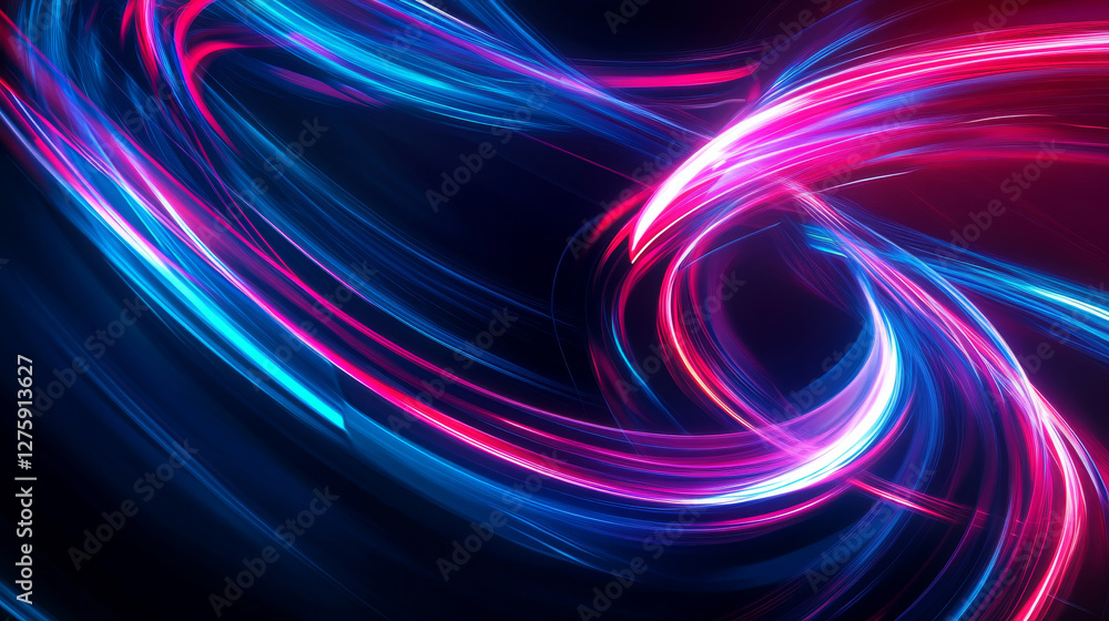 Neon light effect speed line glow swirl vector. Abstract energy wave or magic trail flare. Blue, red and pink shiny spiral ring flash trace fast flying element set. 3d transparent bright curve spark Neon light effect speed line glow swirl vector. Abstract energy wave or magic trail flare. Blue, red and pink shiny spiral ring flash trace fast flying element set. 3d transparent bright curve spark