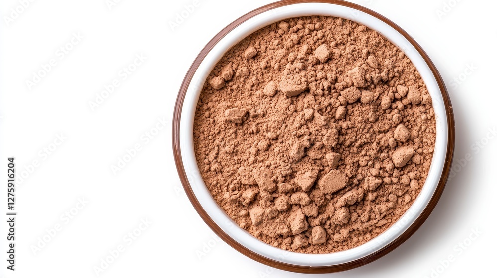 Rustic bowl filled with rich cocoa powder, representing highquality baking ingredients and the delightful essence of chocolate Rustic bowl filled with rich cocoa powder, representing highquality baking ingredients and the delightful essence of chocolate