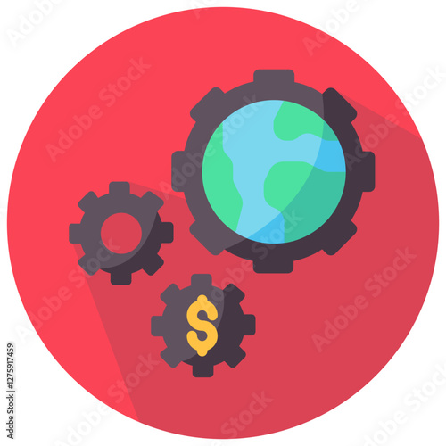 international economics vector round flat icon