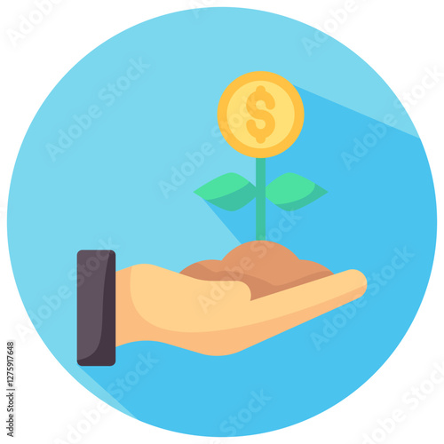 investments vector round flat icon