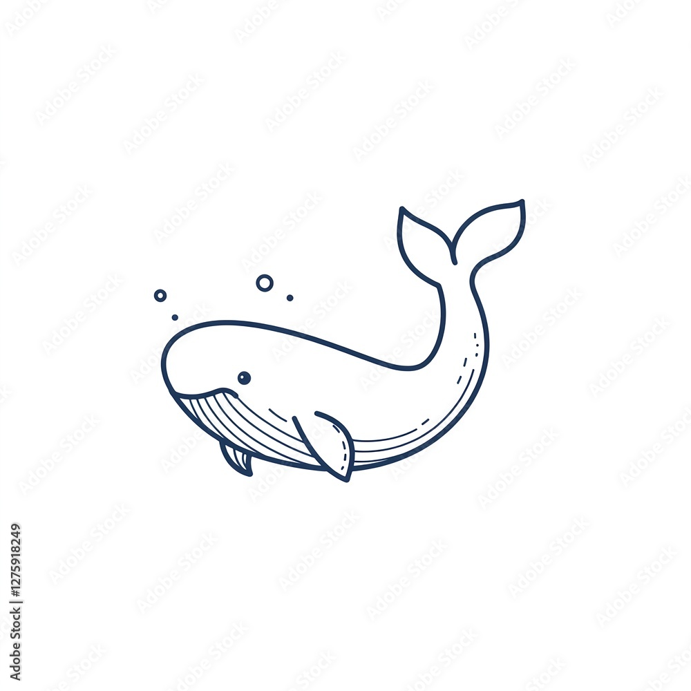 Fototapeta premium Minimalist Whale Line Art: Ocean's Gentle Giant