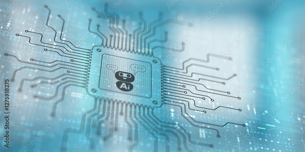 Obraz premium AI Transforming Industries Illustrated on a Processor.