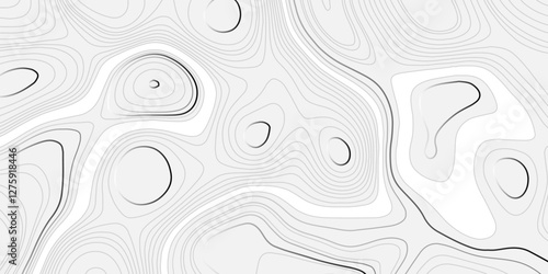 Abstract modern topography wave paper curved reliefs white line background, contours topography map background, topography and geography map grid background, Abstract vector illustration.