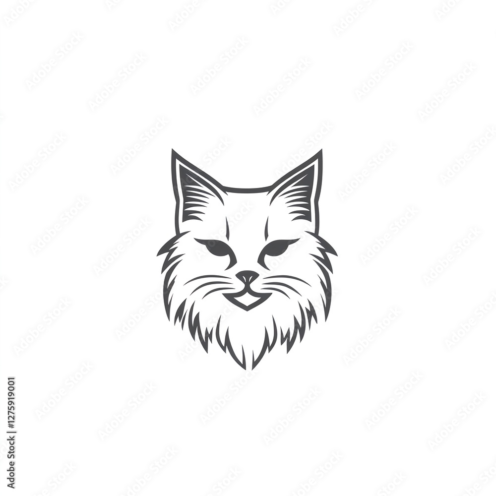 Obraz premium Minimalist Cat Face Logo Design: Elegant & Simple