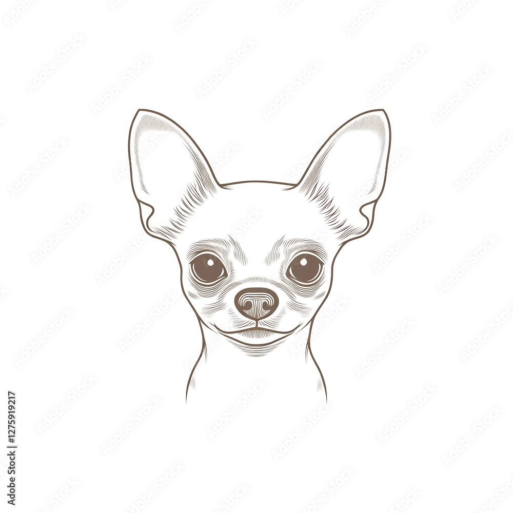 Adorable Chihuahua: Minimalist Line Art Portrait Adorable Chihuahua: Minimalist Line Art Portrait