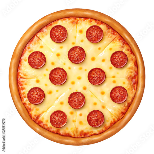 pepperoni pizza with melted cheese illustration. delicious pizza,pizza with cheese isolated on transparent background