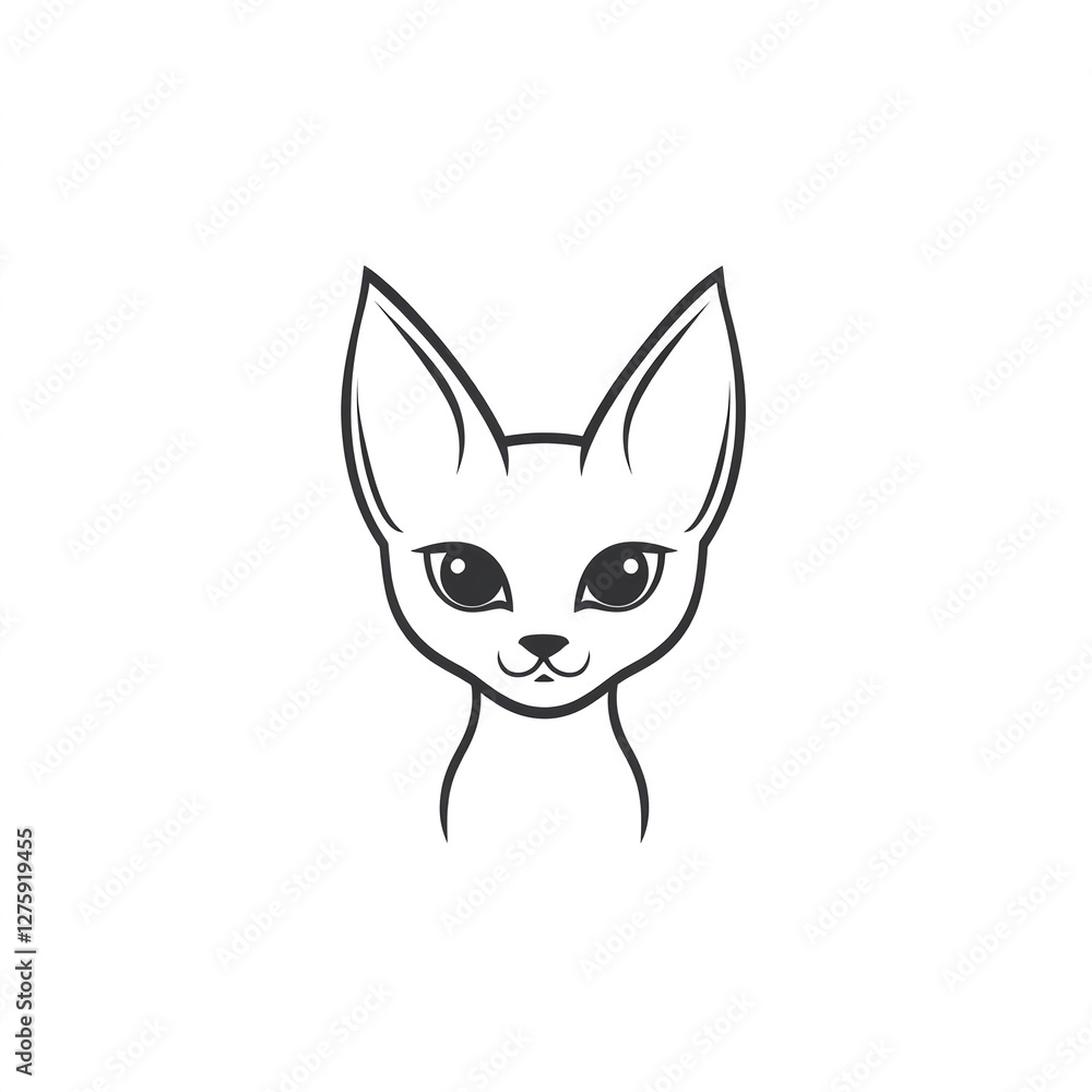 Fototapeta premium Adorable Minimalist Cat Line Art Logo Design