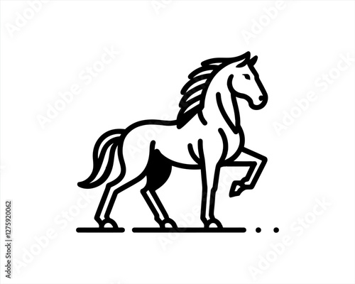Horse logo design icon symbol vector illustration. Full body horse. Animal logo. Black color horse icon logo vector template. Horsepower