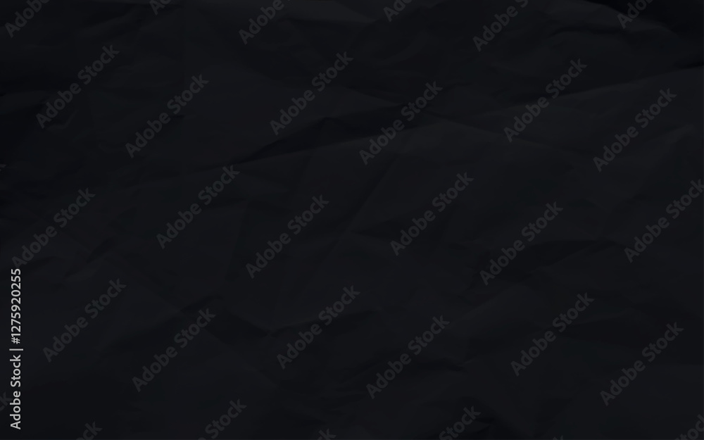 Black clean crumpled paper background. Horizontal crumpled empty paper template. Vector illustration Black clean crumpled paper background. Horizontal crumpled empty paper template. Vector illustration
