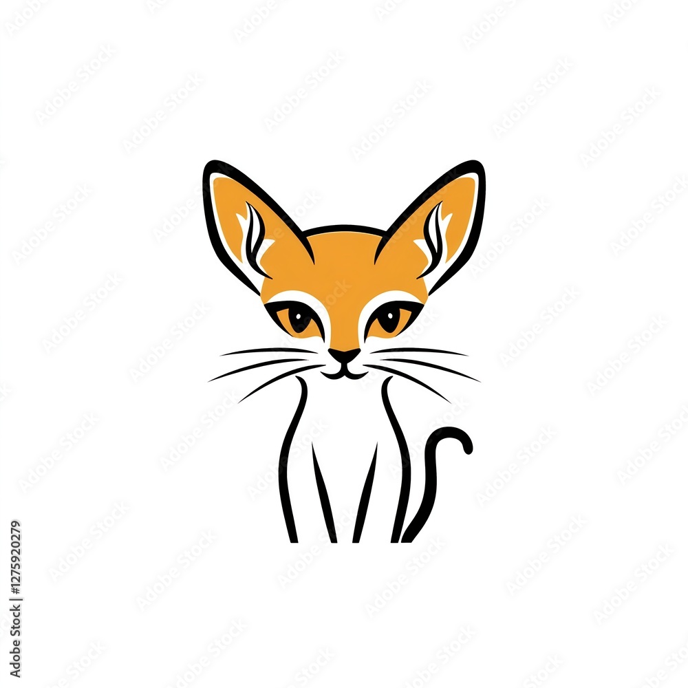Obraz premium Minimalist Fennec Fox Logo Design: Elegant lines create a captivating image.