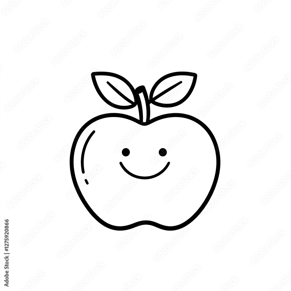 Smiling Apple: A delightful minimalist line art logo. Smiling Apple: A delightful minimalist line art logo.