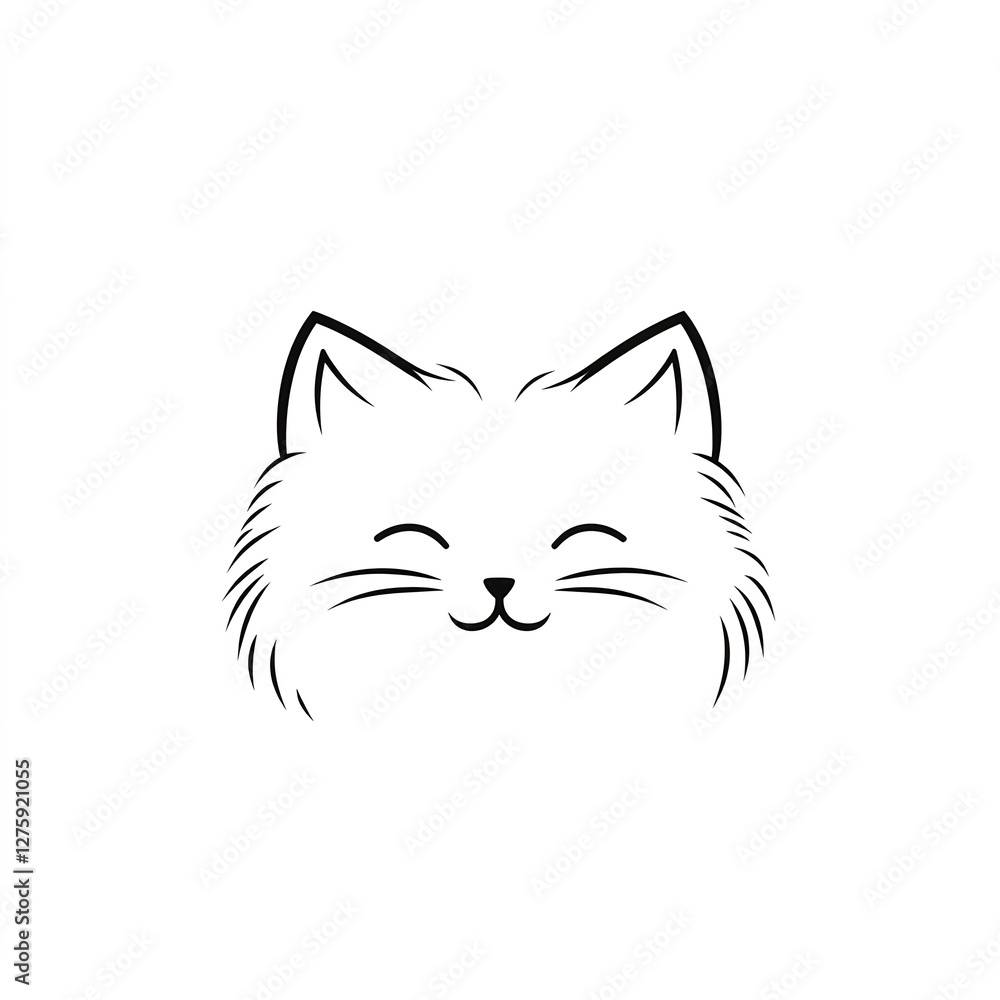 Adorable Minimalist Cat Line Art Logo Design Adorable Minimalist Cat Line Art Logo Design