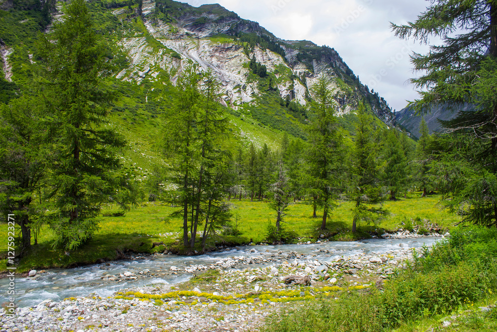 Landscape in Austrian Alps - High mountains of higt Tauern around Grossglockner. Austria.