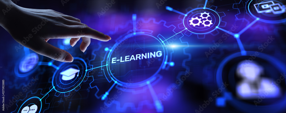 Fototapeta premium E-learning, Online education, internet studying. Business, technology and personal development concept on virtual screen.