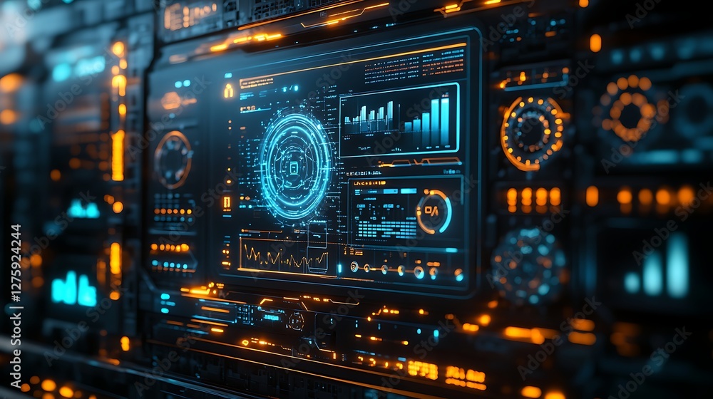 Futuristic control panel featuring AI-driven workflow technology for advanced user interfaces. Futuristic control panel featuring AI-driven workflow technology for advanced user interfaces.