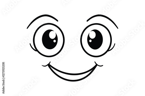  cartoon eyes funny happy line art illustration