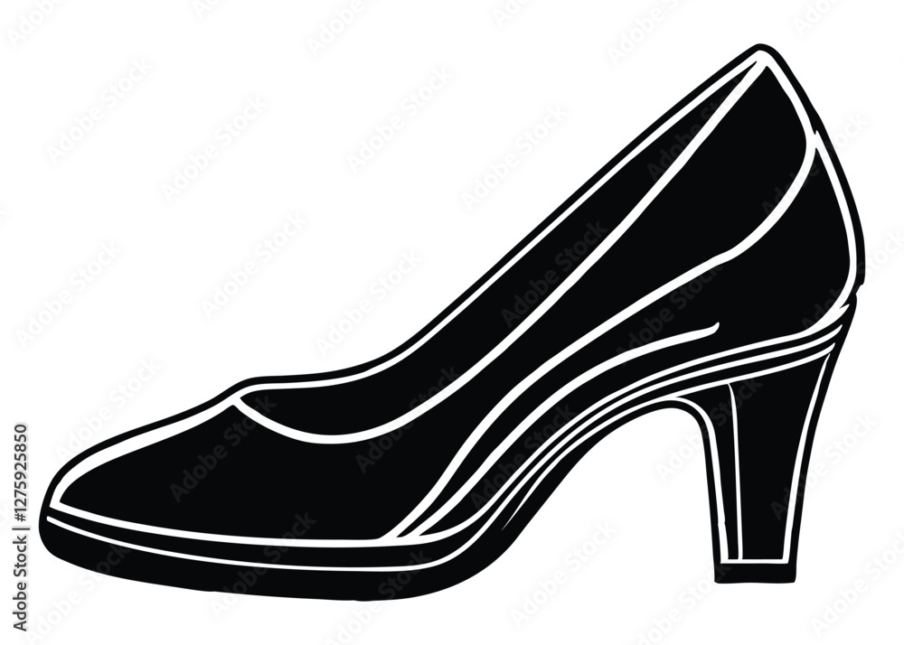 Obraz premium Silhouette of heel isolated on a white background