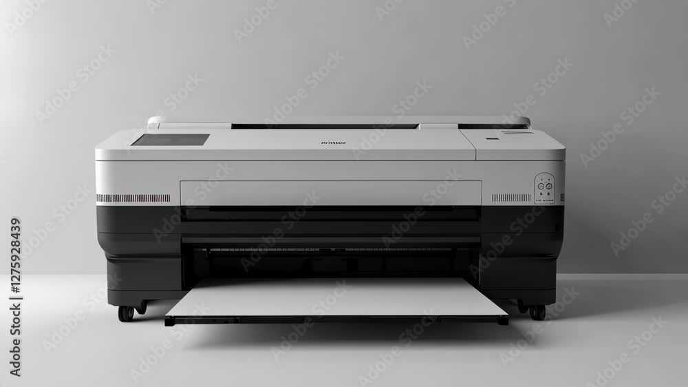 A modern printer is displayed in a minimalist setting, showcasing its features for artists and designers seeking quality A modern printer is displayed in a minimalist setting, showcasing its features for artists and designers seeking quality