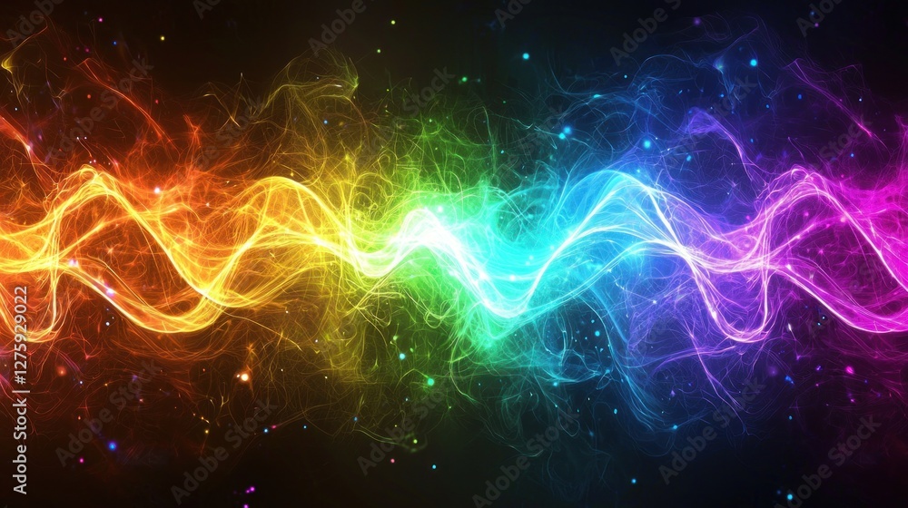 Obraz premium Rainbow Energy Wave Abstract Art