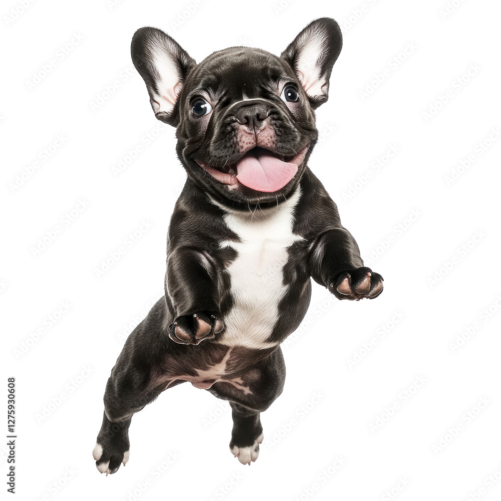Playful French Bulldog Jumping with Joy in Studio isolated on png transparent background, cut out Playful French Bulldog Jumping with Joy in Studio isolated on png transparent background, cut out