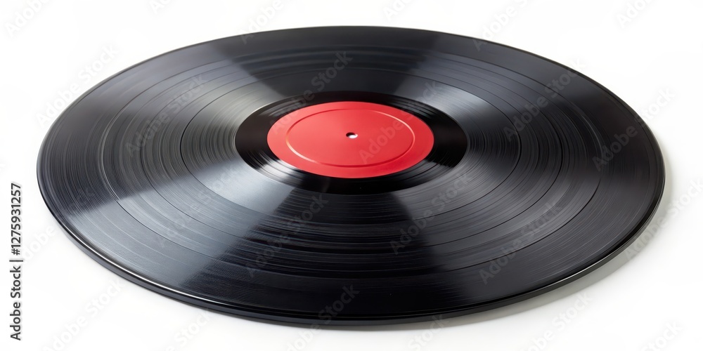 Fototapeta premium Black Vinyl Record on White Background