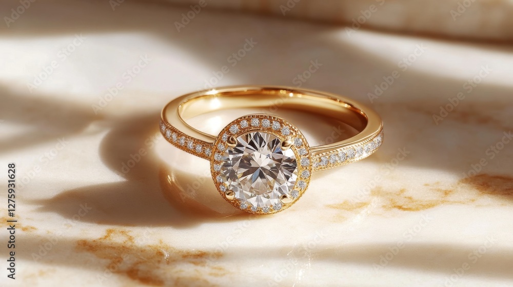 A breathtaking engagement ring with a double-band design featuring small embedded diamonds A breathtaking engagement ring with a double-band design featuring small embedded diamonds