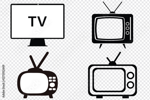 TV vector icons set. Television icon. Flat tv icon. Home technology icon. television silhouette vector, tv icon symbol.moniter led tv icon.  Retro TV icon . tv glyph icon. Screen icon 