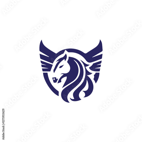 A modern and powerful Pegasus-inspired logo featuring a stylized horse head with wings, symbolizing strength, speed, and freedom.