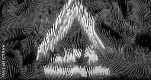 In shades of grey abstract texture created with Gradient flow and 3D structure imitate the movement of liquid or wind. Vibrant colors, volumetric waves and digital noise create a sense of depth and dy