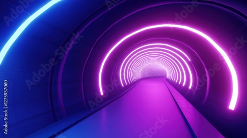 neon tunnel abstract purple blue light corridor
