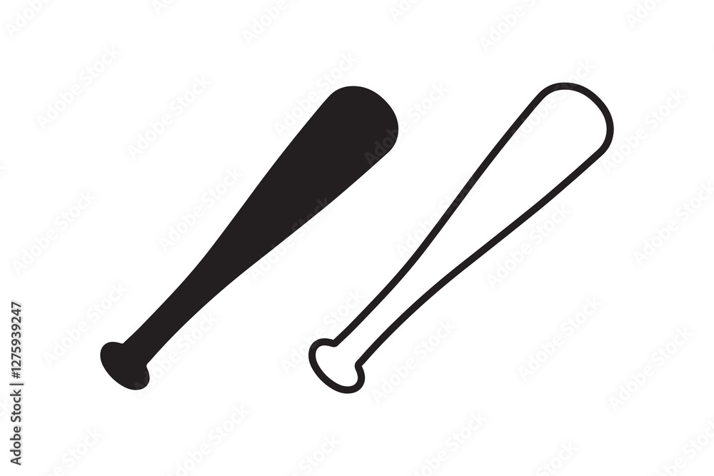baseball bat icon vector silhouette isolated in white background baseball bat icon vector silhouette isolated in white background