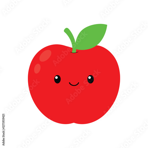 Wallpaper Mural red apple with leaf vector illustration. Torontodigital.ca