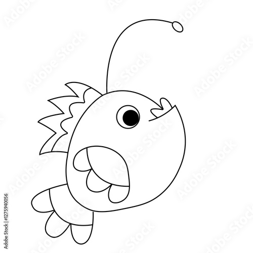 Cute Anglerfish as Sea Animal Floating Underwater Vector Illustration
