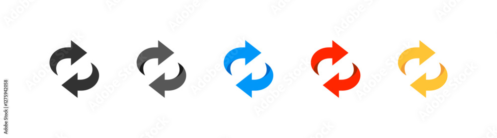 Exchange arrow icon. Refresh symbol. Circle reverse. Colorful switch button. Exchange arrow icon. Refresh symbol. Circle reverse. Colorful switch button.