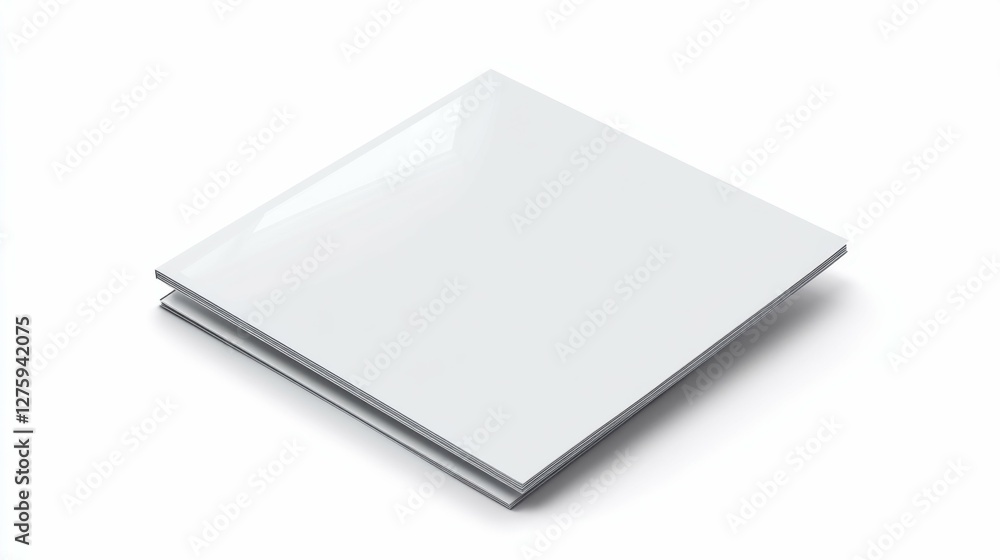 Bi-Fold Brochure Mock-Up Square Design on White Background - 3D Illustration Bi-Fold Brochure Mock-Up Square Design on White Background - 3D Illustration