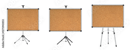 Cork board with wood frame. Empty corkboard with brown texture on transparent background. Business noticeboard. Vector