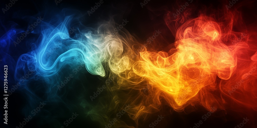 Colorful wavy lines over black, abstract background Colorful wavy lines over black, abstract background