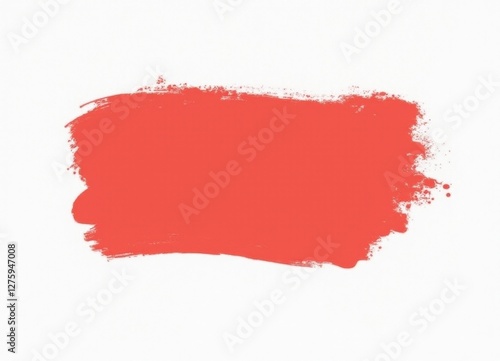 Vibrant Red Brushstroke on White Background