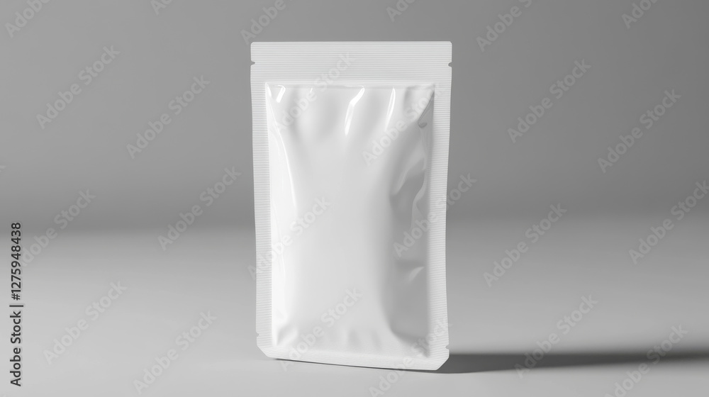 Foil bag with lid on corner, doypack for liquid food isolated on gray background. Vector realistic mockup of blank white pouch, flexible doy pack for milk product, juice or sauce Foil bag with lid on corner, doypack for liquid food isolated on gray background. Vector realistic mockup of blank white pouch, flexible doy pack for milk product, juice or sauce