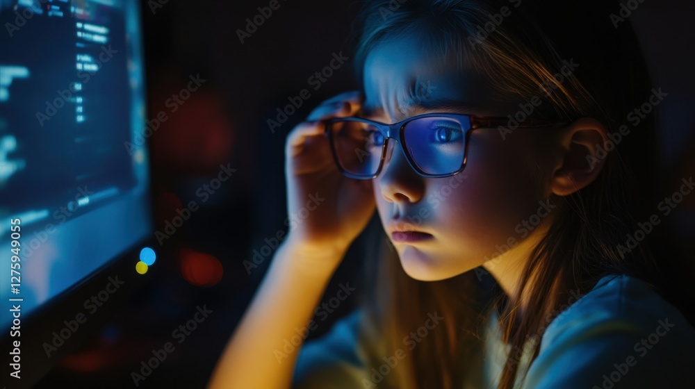 girl coding at night girl coding at night