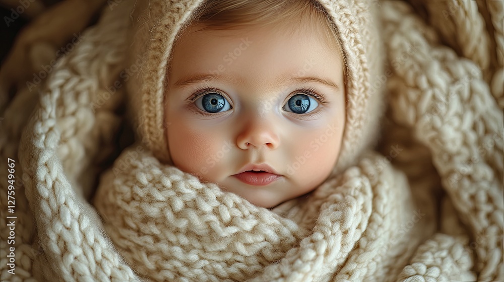 Newborn baby in a soft blanket, symbolizing warmth and new beginnings. Newborn baby in a soft blanket, symbolizing warmth and new beginnings.
