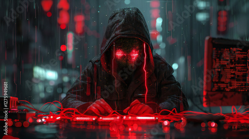 High-Tension Cybercrime Scene: Hacker Sneaking Past Security Measures to Gain Access to Restricted Corporate Data