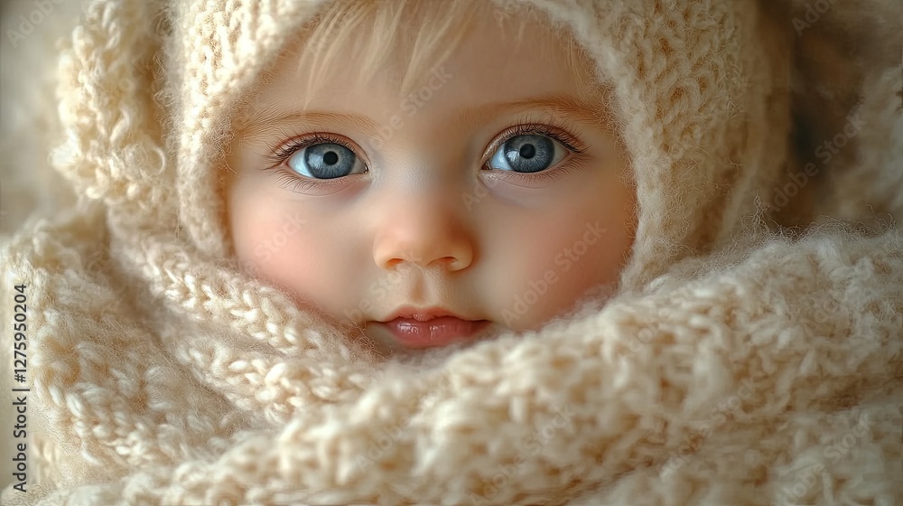 Newborn baby in a soft blanket, symbolizing warmth and new beginnings. Newborn baby in a soft blanket, symbolizing warmth and new beginnings.